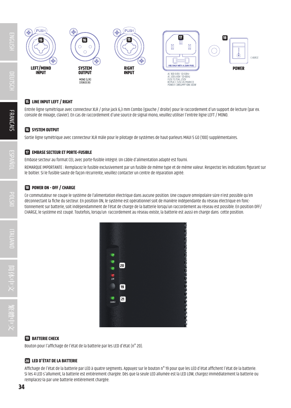 LD Systems MAUI 5 Ultra-Portable Column PA System with Mixer and Bluetooth (Black) User Manual | Page 34 / 104