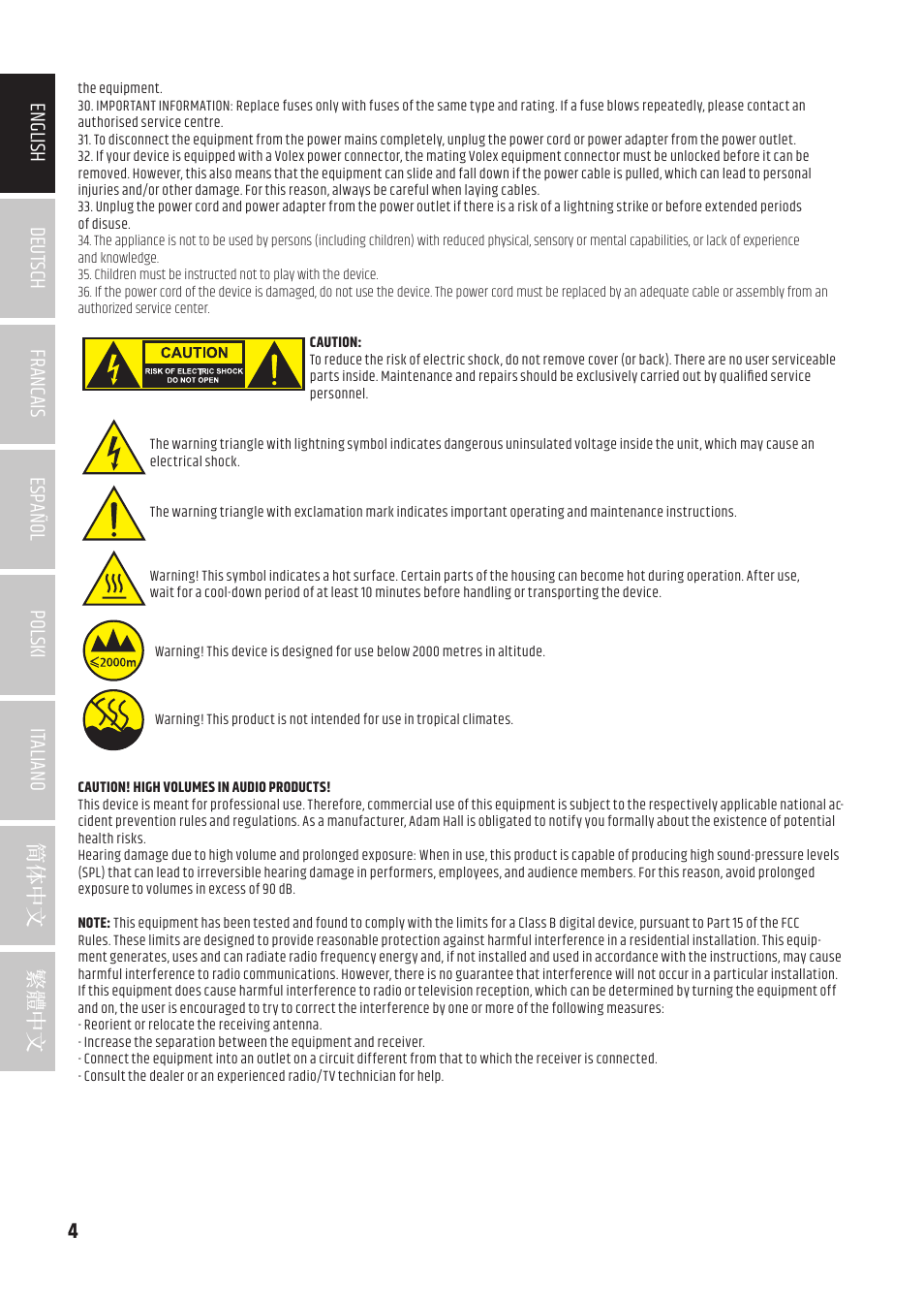 LD Systems MAUI 5 Ultra-Portable Column PA System with Mixer and Bluetooth (Black) User Manual | Page 4 / 104