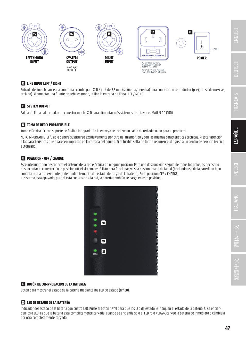 LD Systems MAUI 5 Ultra-Portable Column PA System with Mixer and Bluetooth (Black) User Manual | Page 47 / 104