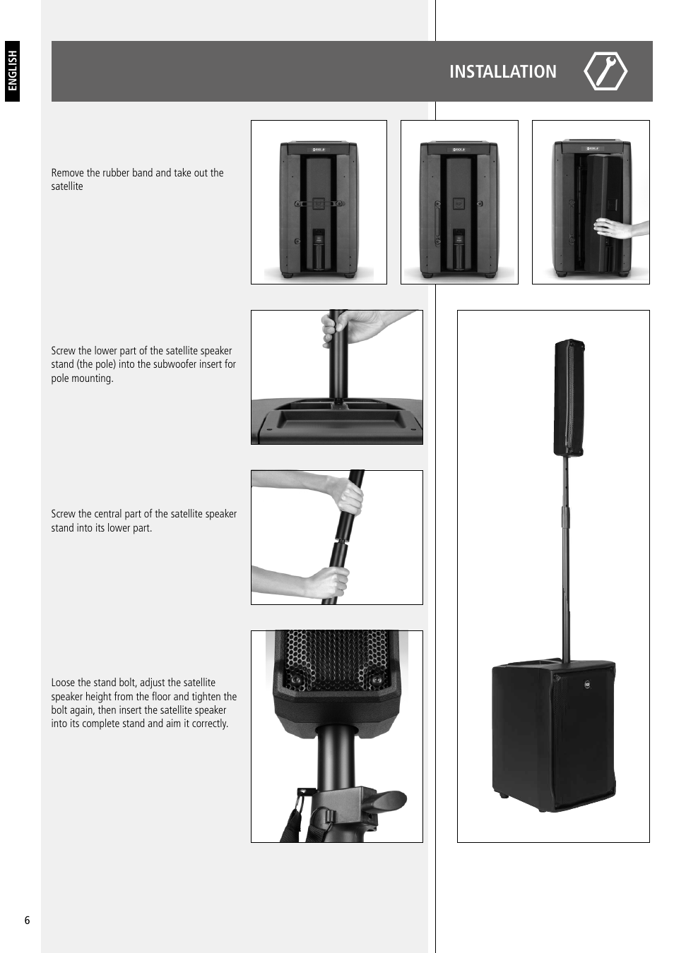 Installation | RCF EJ8 Active 12" 2-Way 1400W Portable Line Array PA System (Black) User Manual | Page 6 / 20