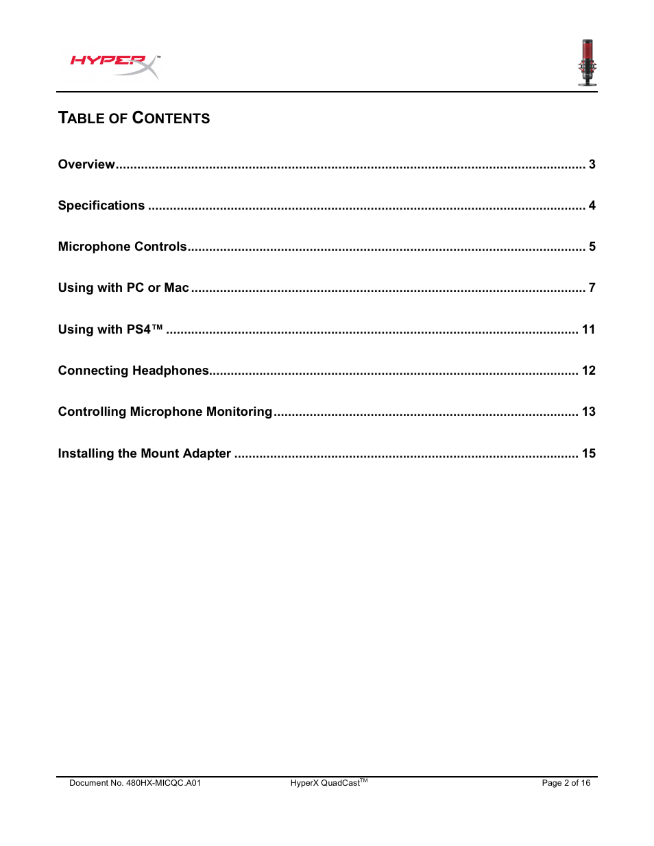 HyperX QuadCast USB Condenser Microphone User Manual | Page 3 / 241
