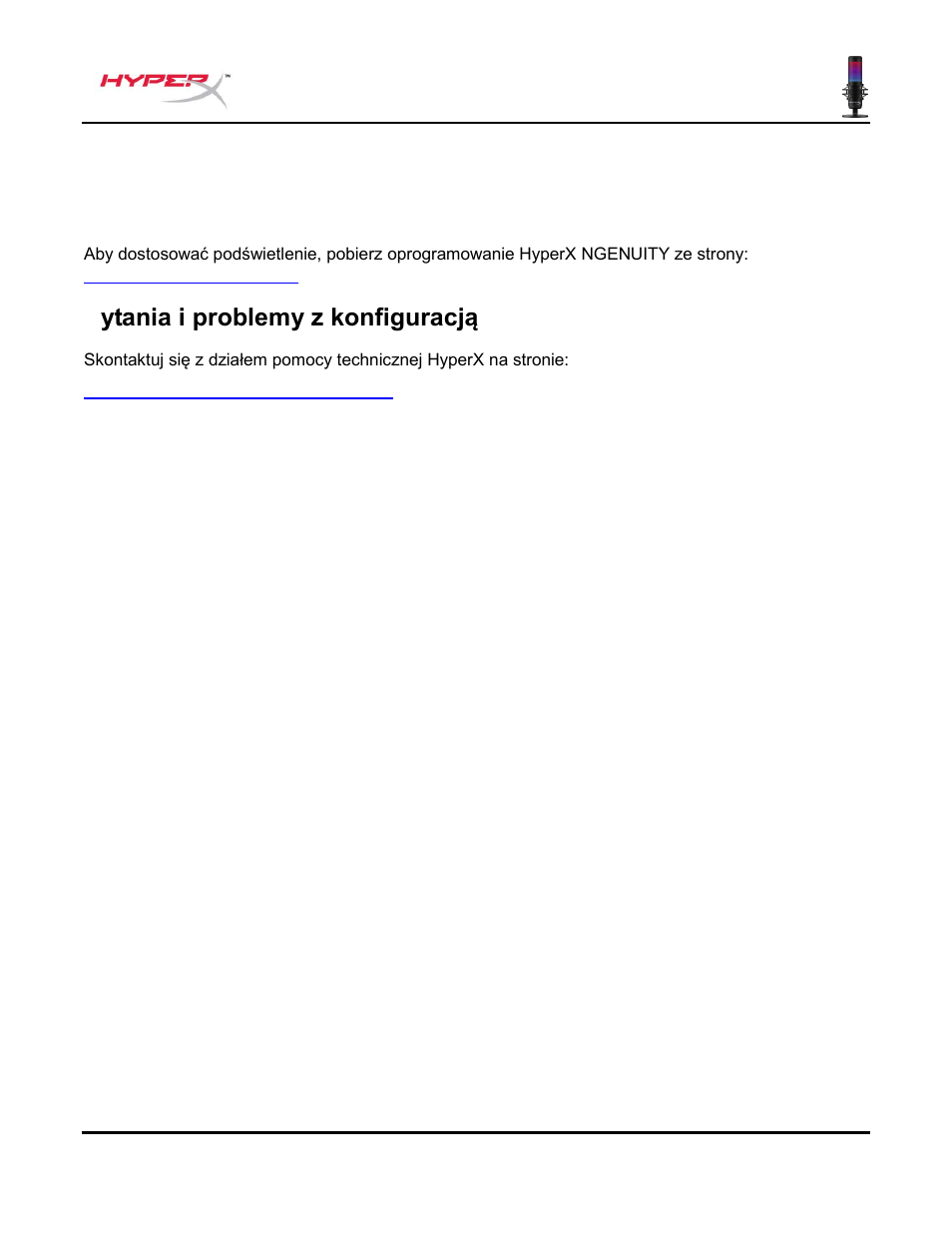 Oprogramowanie hyperx ngenuity, Pytania i problemy z konfiguracją | HyperX QuadCast S USB Condenser Microphone User Manual | Page 120 / 273