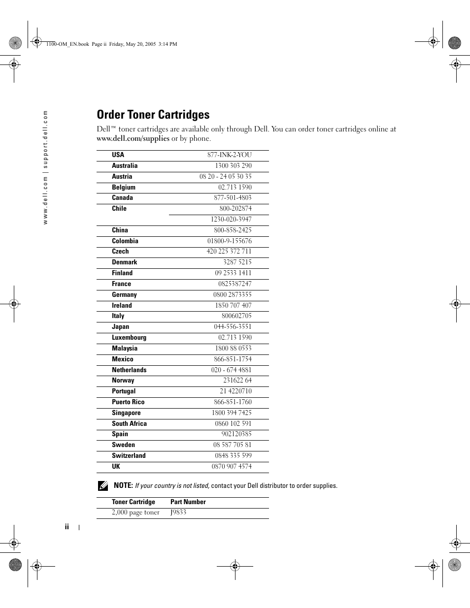 Order toner cartridges | Dell 1100 User Manual | Page 2 / 95