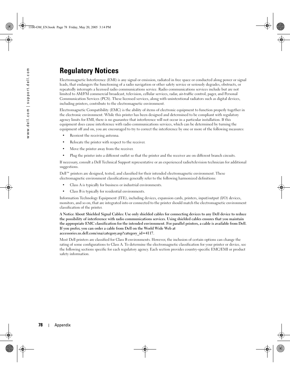 Regulatory notices | Dell 1100 User Manual | Page 86 / 95