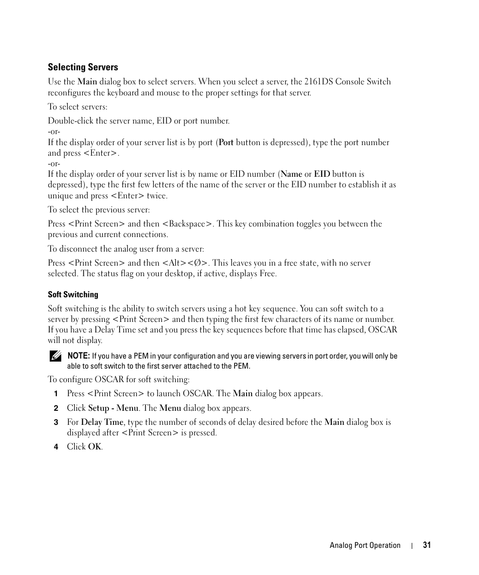 Selecting servers | Dell 2161DS User Manual | Page 31 / 86