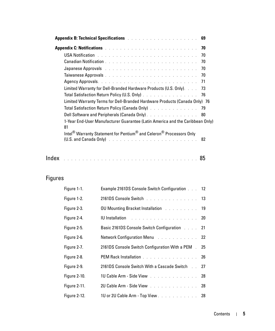 Index, 85 figures | Dell 2161DS User Manual | Page 5 / 86