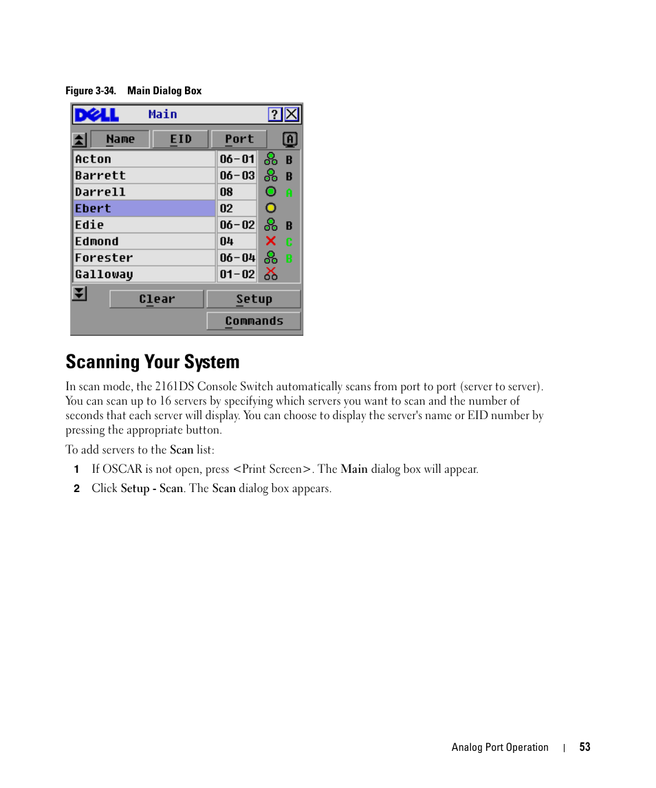 Scanning your system, Figure 3-34, Main dialog box | Dell 2161DS User Manual | Page 53 / 86