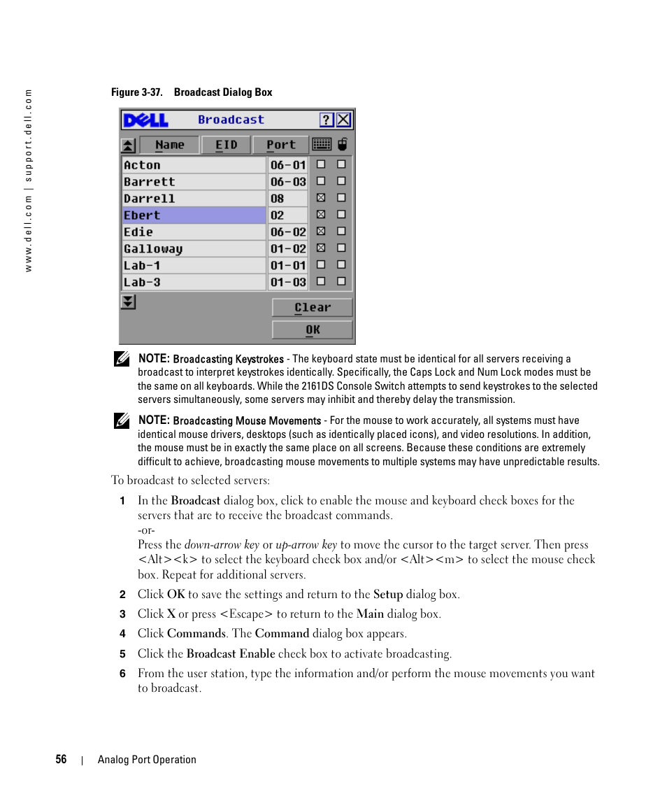 Figure 3-37, Broadcast dialog box | Dell 2161DS User Manual | Page 56 / 86