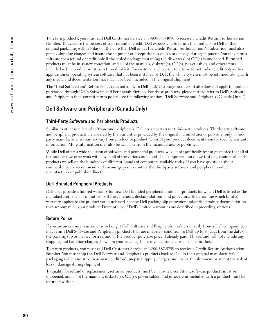 Dell software and peripherals (canada only) | Dell 2161DS User Manual | Page 80 / 86
