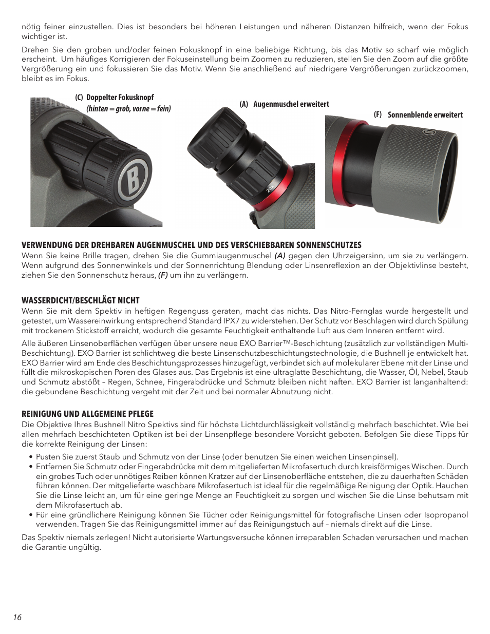 Bushnell Nitro 20-60x65 Spotting Scope (Angled Viewing) User Manual | Page 16 / 24