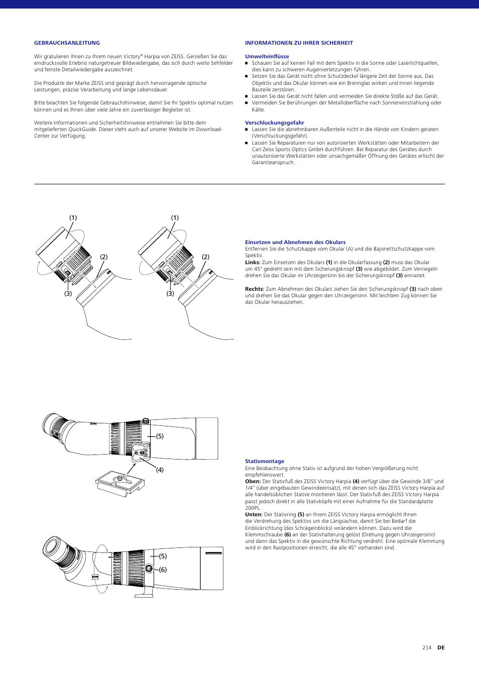 Carl Zeiss Victory Harpia 85 Spotting Scope (Angled Viewing, Requires Eyepiece) User Manual | Page 3 / 9