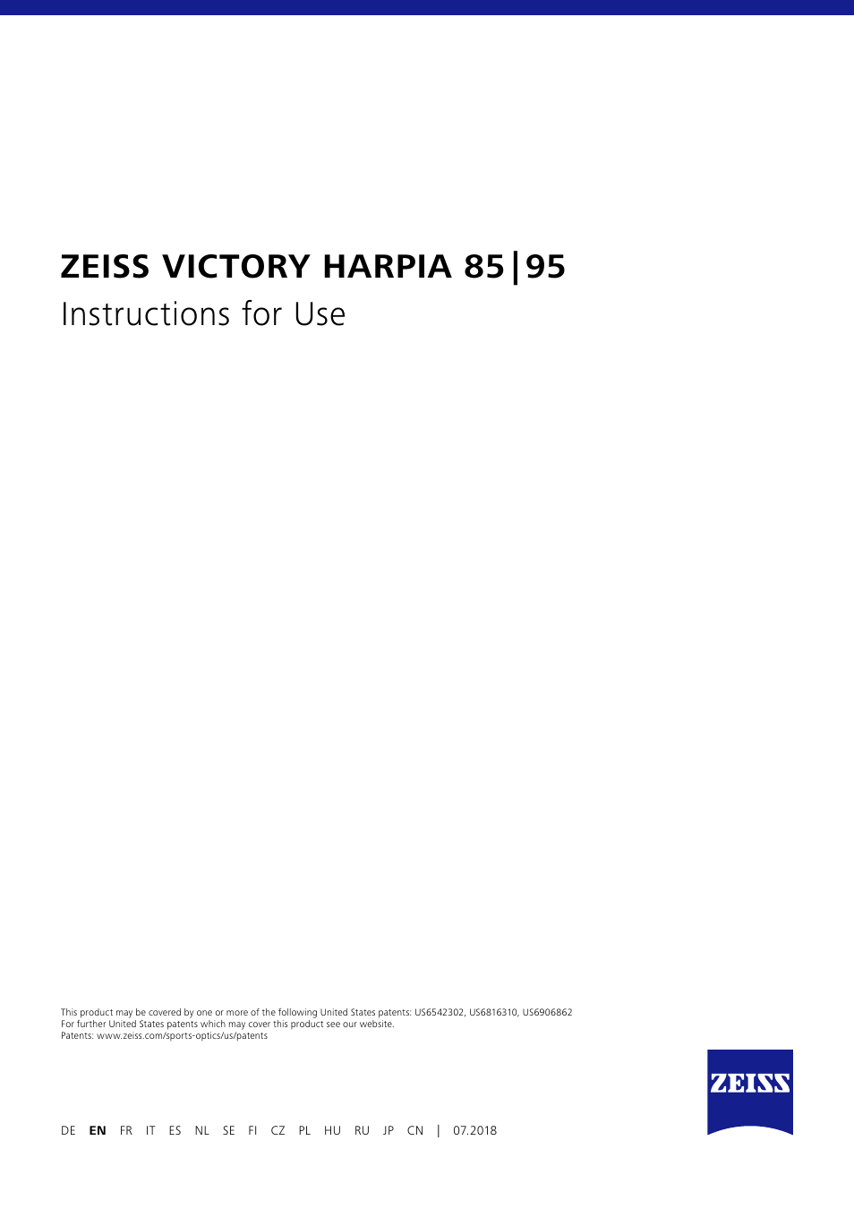 Zeiss victory harpia 85 | 95 instructions for use | Carl Zeiss Victory Harpia 85 Spotting Scope (Angled Viewing, Requires Eyepiece) User Manual | Page 6 / 9