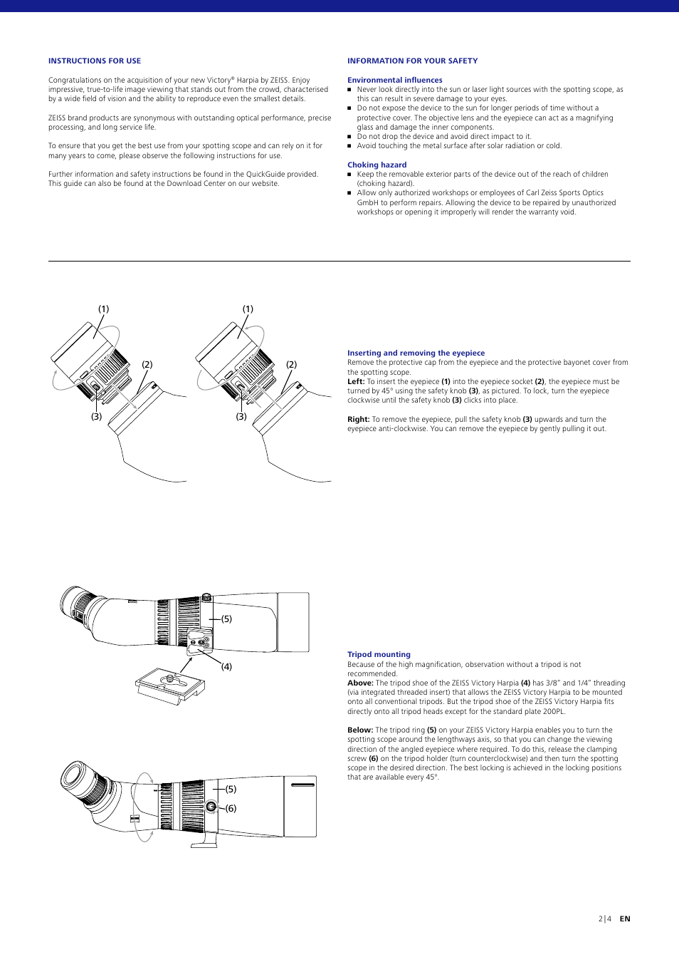 Carl Zeiss Victory Harpia 85 Spotting Scope (Angled Viewing, Requires Eyepiece) User Manual | Page 7 / 9