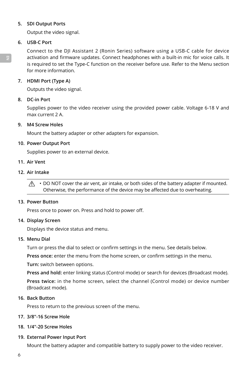 DJI Transmission Standard TX/RX Combo User Manual | Page 6 / 133