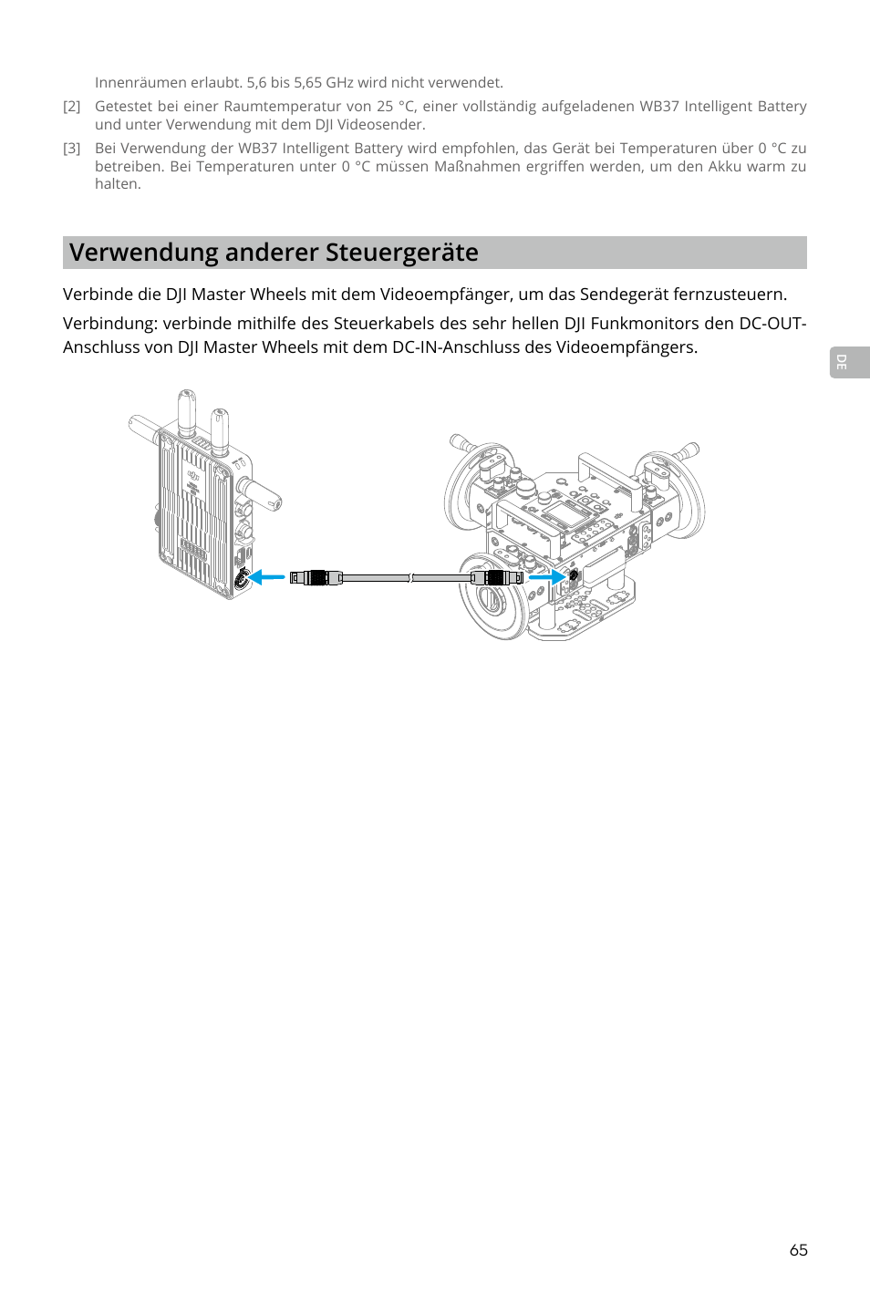 Verwendung anderer steuergeräte | DJI Transmission Standard TX/RX Combo User Manual | Page 65 / 133