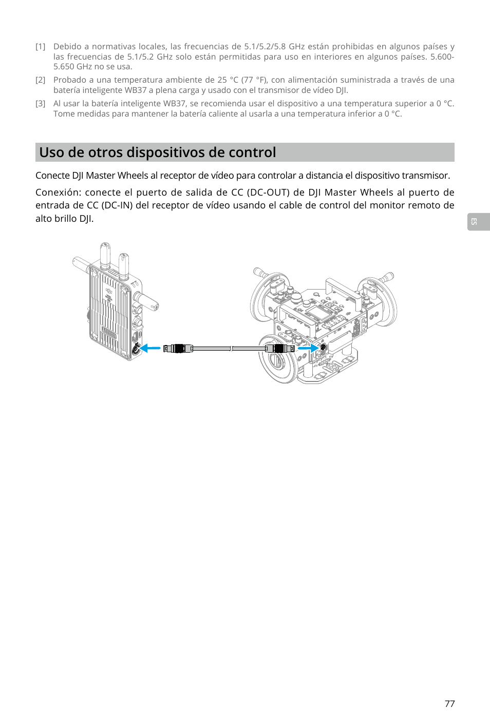 Uso de otros dispositivos de control | DJI Transmission Standard TX/RX Combo User Manual | Page 77 / 133