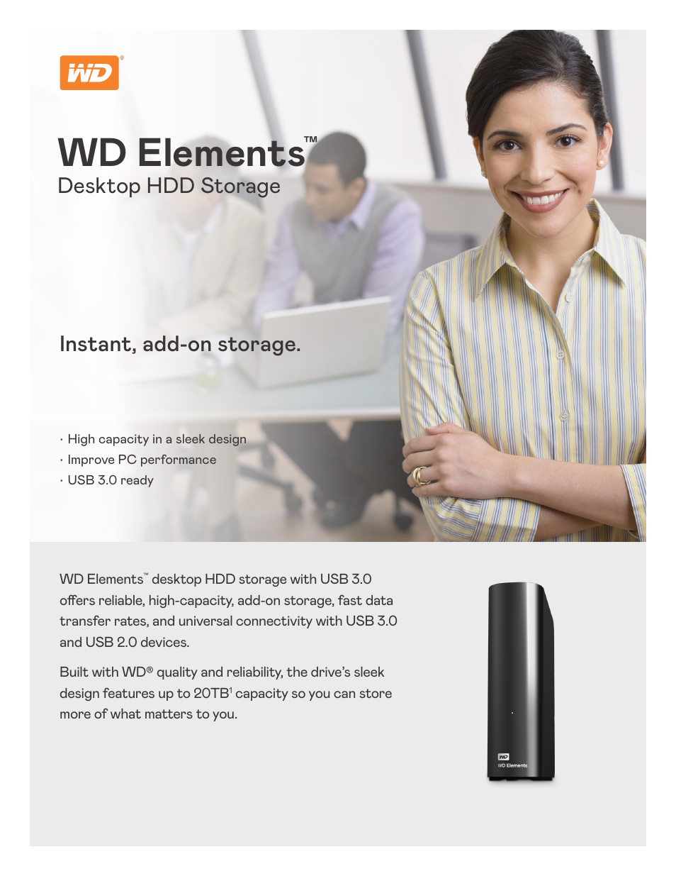 Western Digital WD 16TB Elements Desktop USB 3.0 External Hard Drive User Manual | 2 pages