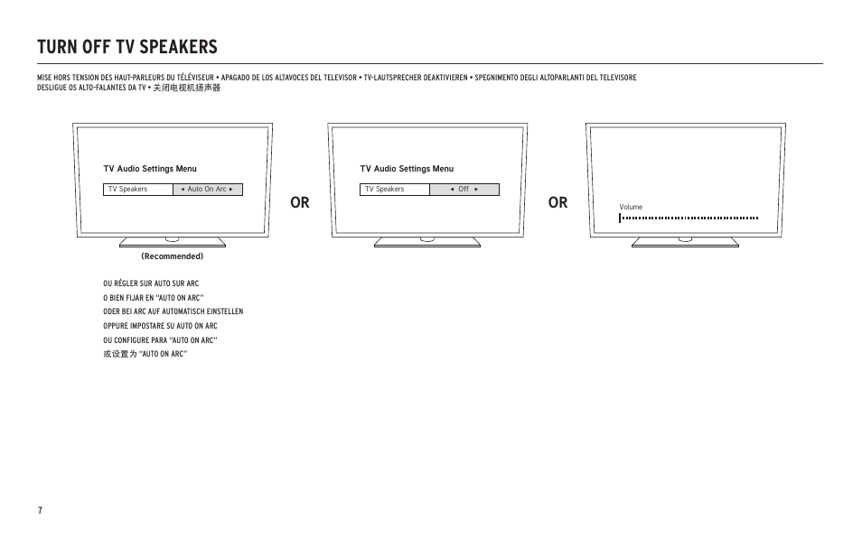 Turn off tv speakers | Klipsch Cinema 600 600W 3.1-Channel Soundbar System User Manual | Page 8 / 46