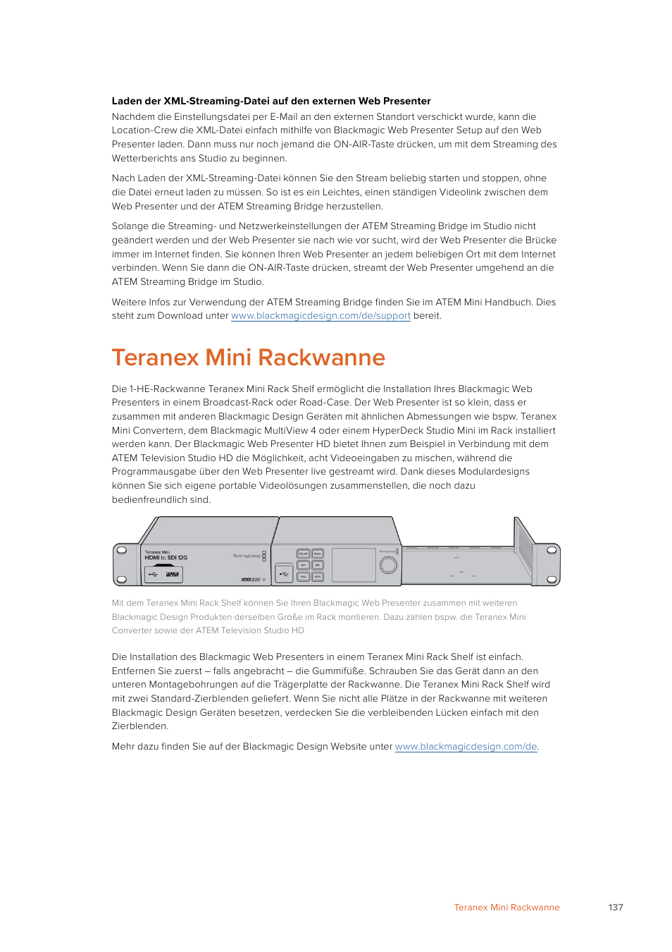 Teranex mini rackwanne | Blackmagic Design Web Presenter 4K User Manual | Page 137 / 419