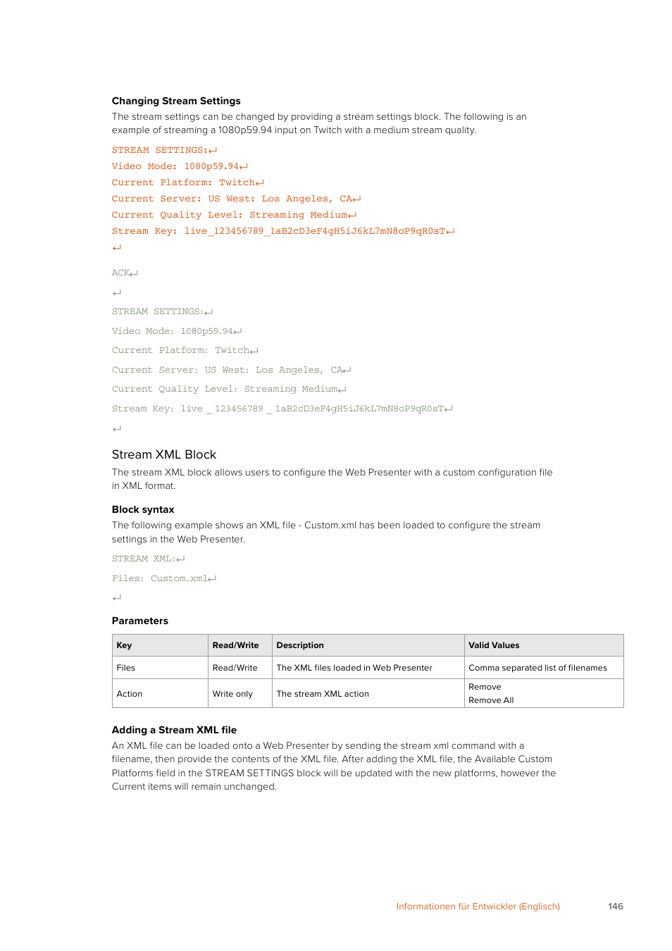 Stream xml block | Blackmagic Design Web Presenter 4K User Manual | Page 146 / 419