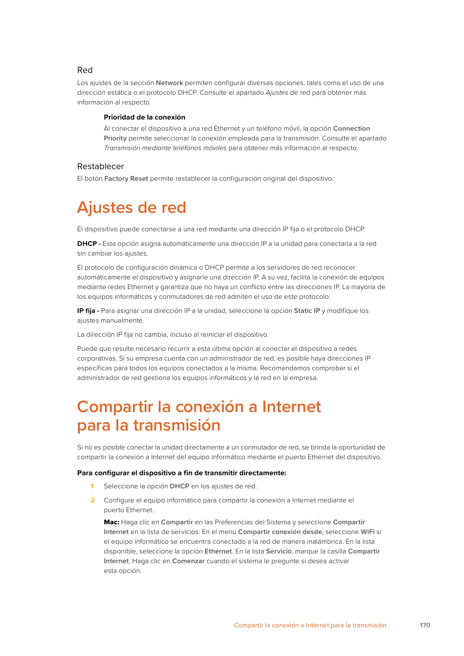 Ajustes de red | Blackmagic Design Web Presenter 4K User Manual | Page 170 / 419