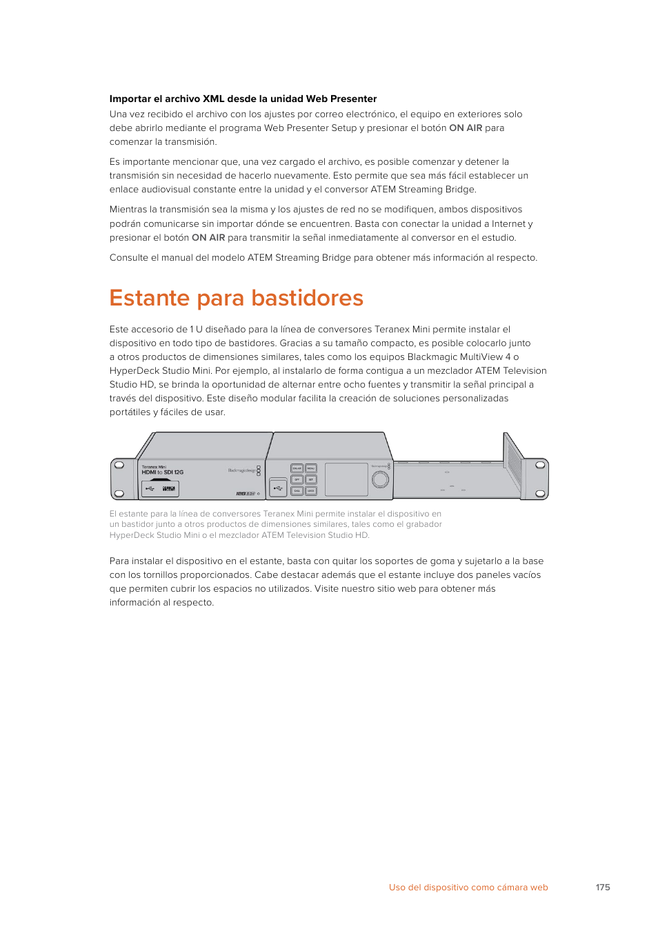 Estante para bastidores | Blackmagic Design Web Presenter 4K User Manual | Page 175 / 419