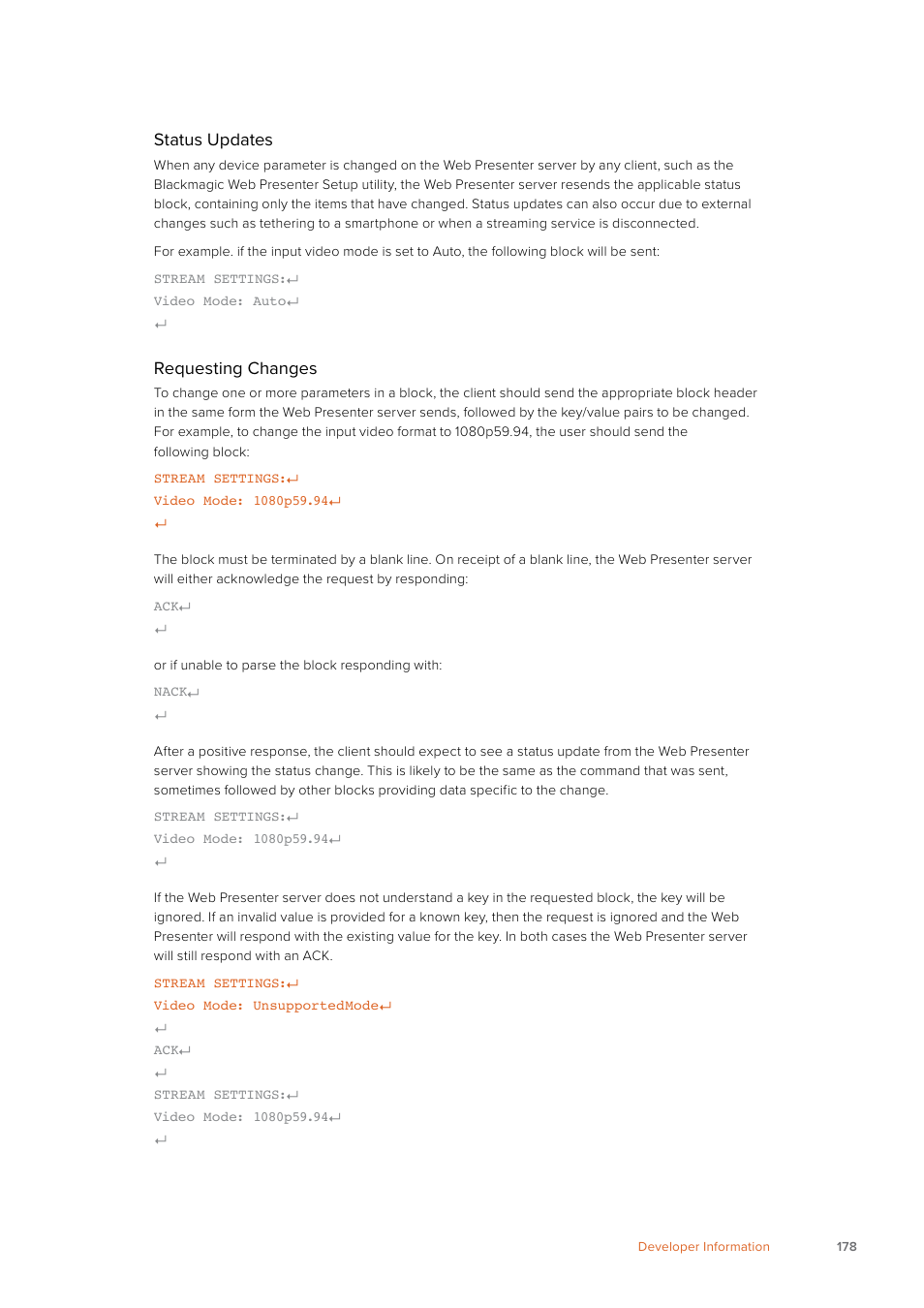 Status updates, Requesting changes | Blackmagic Design Web Presenter 4K User Manual | Page 178 / 419