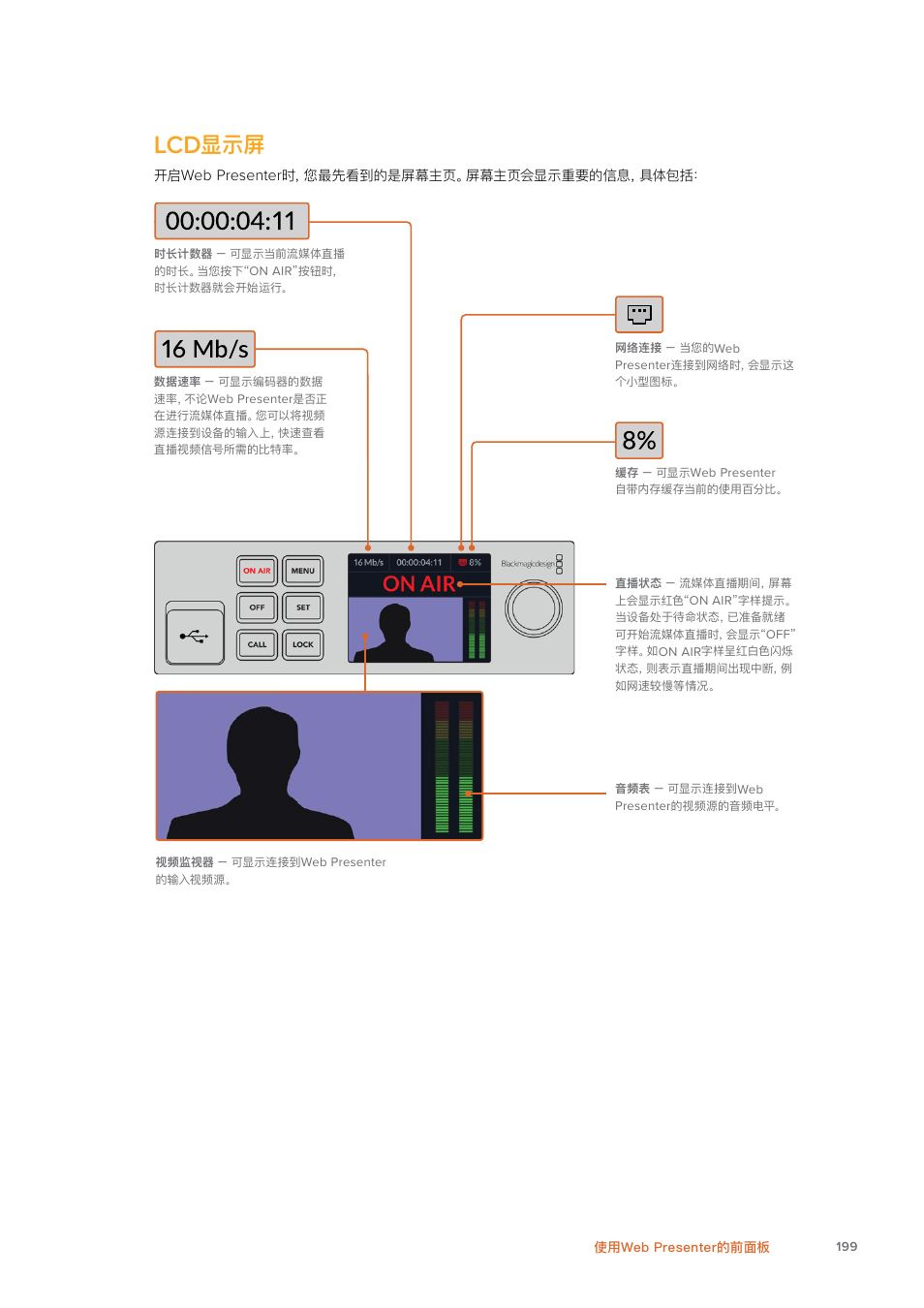 Lcd显示屏 | Blackmagic Design Web Presenter 4K User Manual | Page 199 / 419