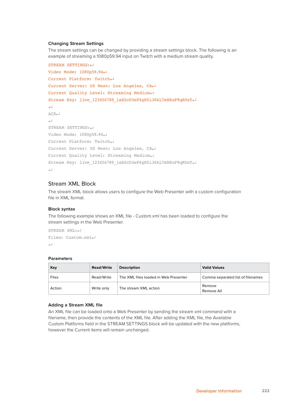 Stream, Block | Blackmagic Design Web Presenter 4K User Manual | Page 222 / 419