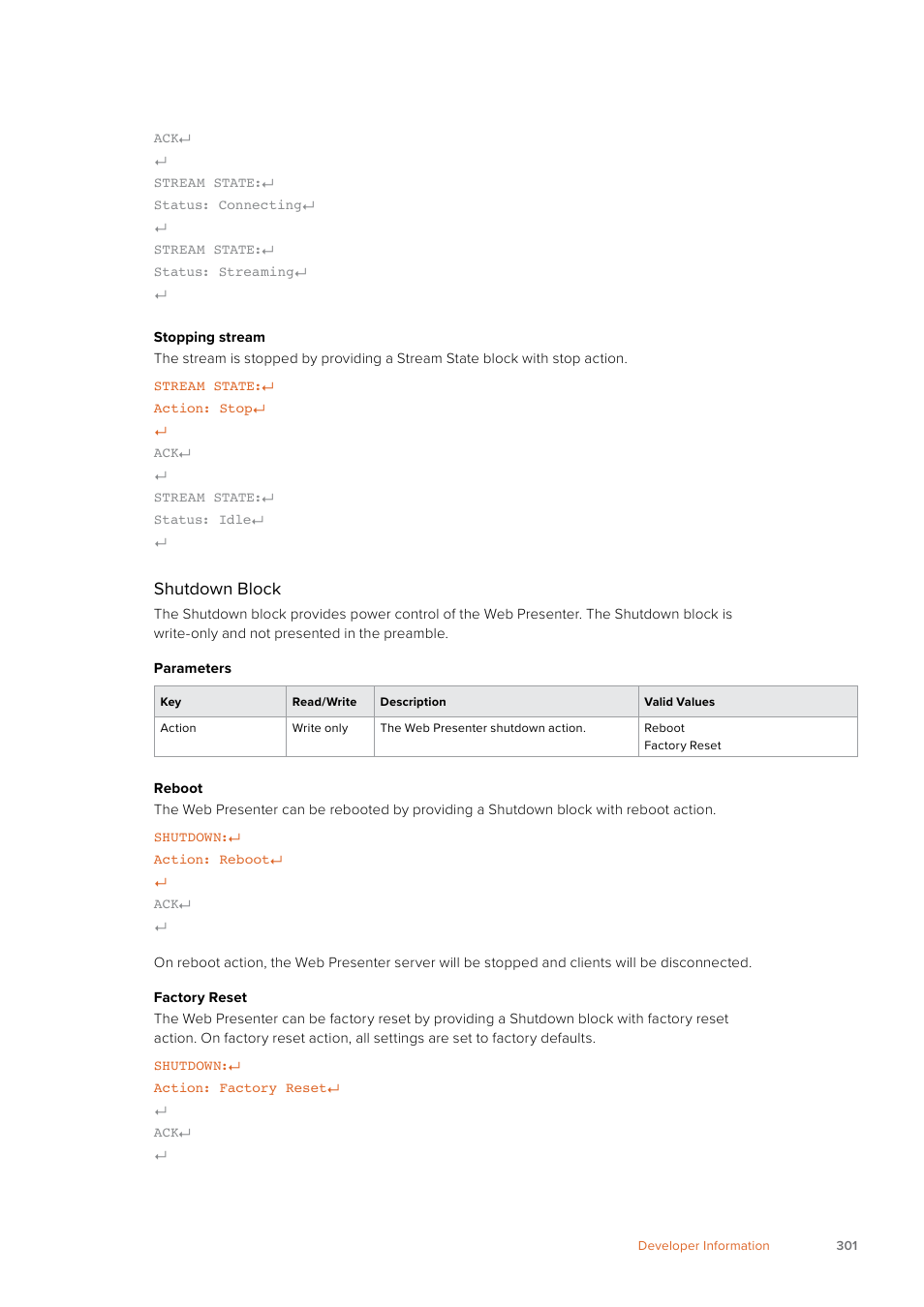 Shutdown block | Blackmagic Design Web Presenter 4K User Manual | Page 301 / 419