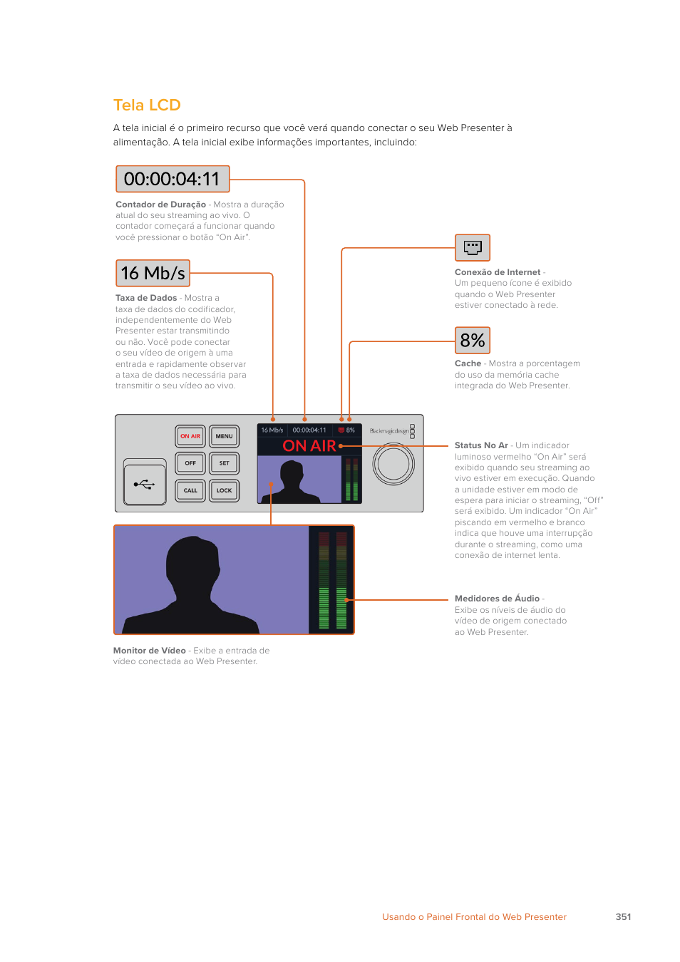 Tela lcd | Blackmagic Design Web Presenter 4K User Manual | Page 351 / 419