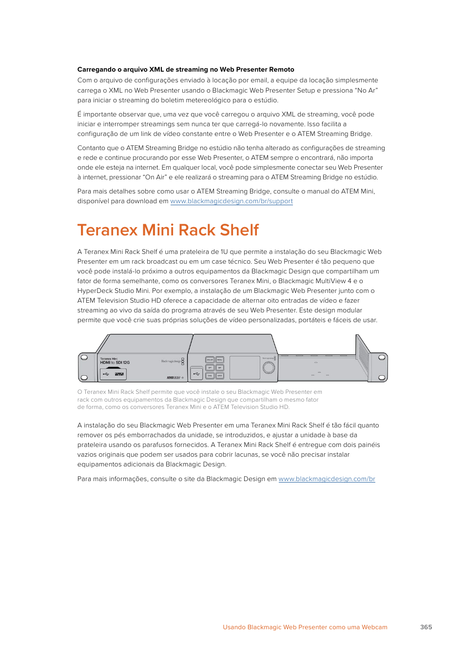Teranex mini rack shelf | Blackmagic Design Web Presenter 4K User Manual | Page 365 / 419