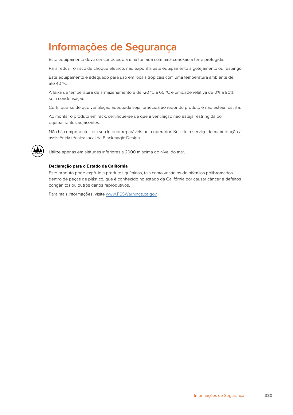 Informações de segurança | Blackmagic Design Web Presenter 4K User Manual | Page 380 / 419