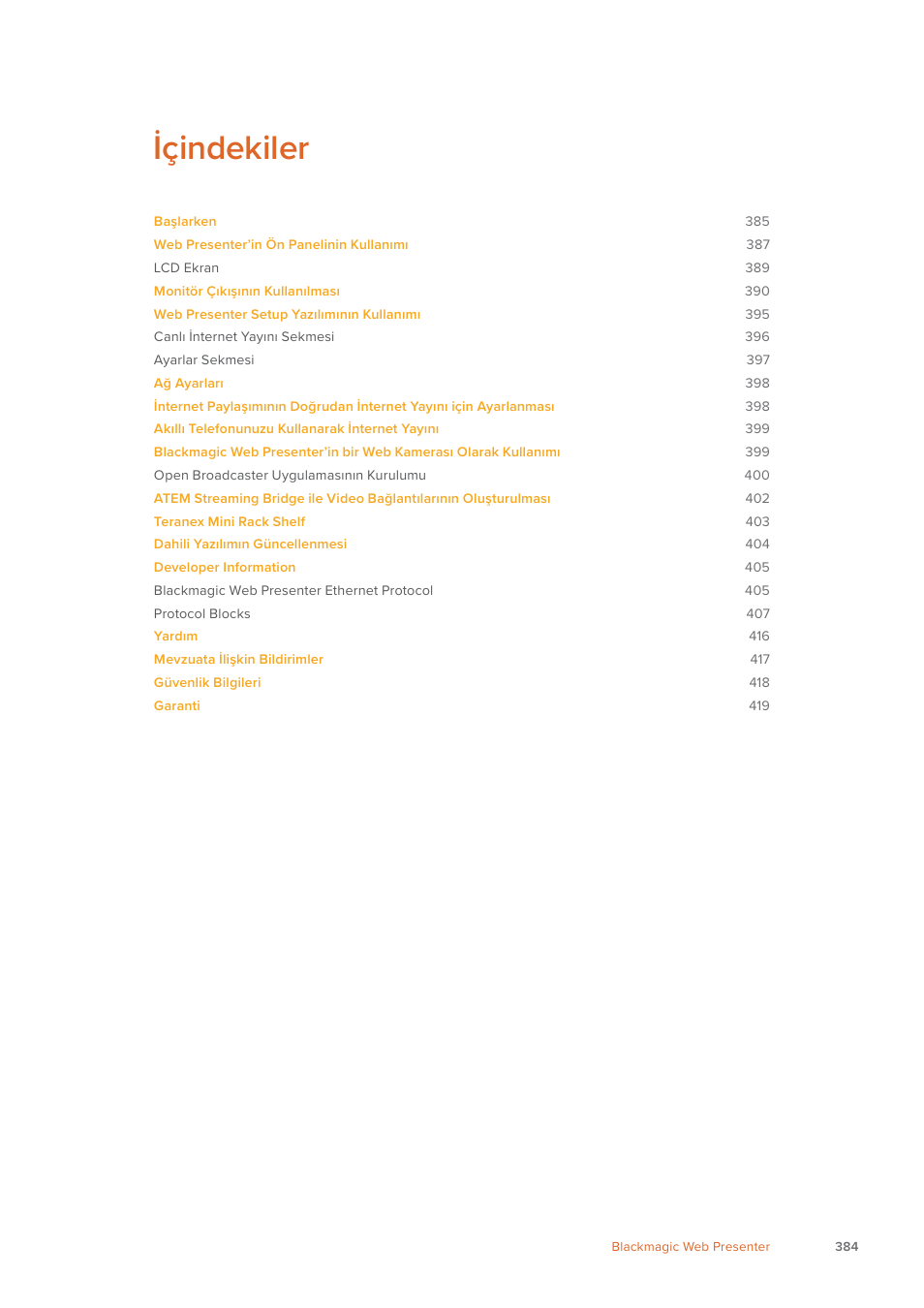 İçindekiler | Blackmagic Design Web Presenter 4K User Manual | Page 384 / 419