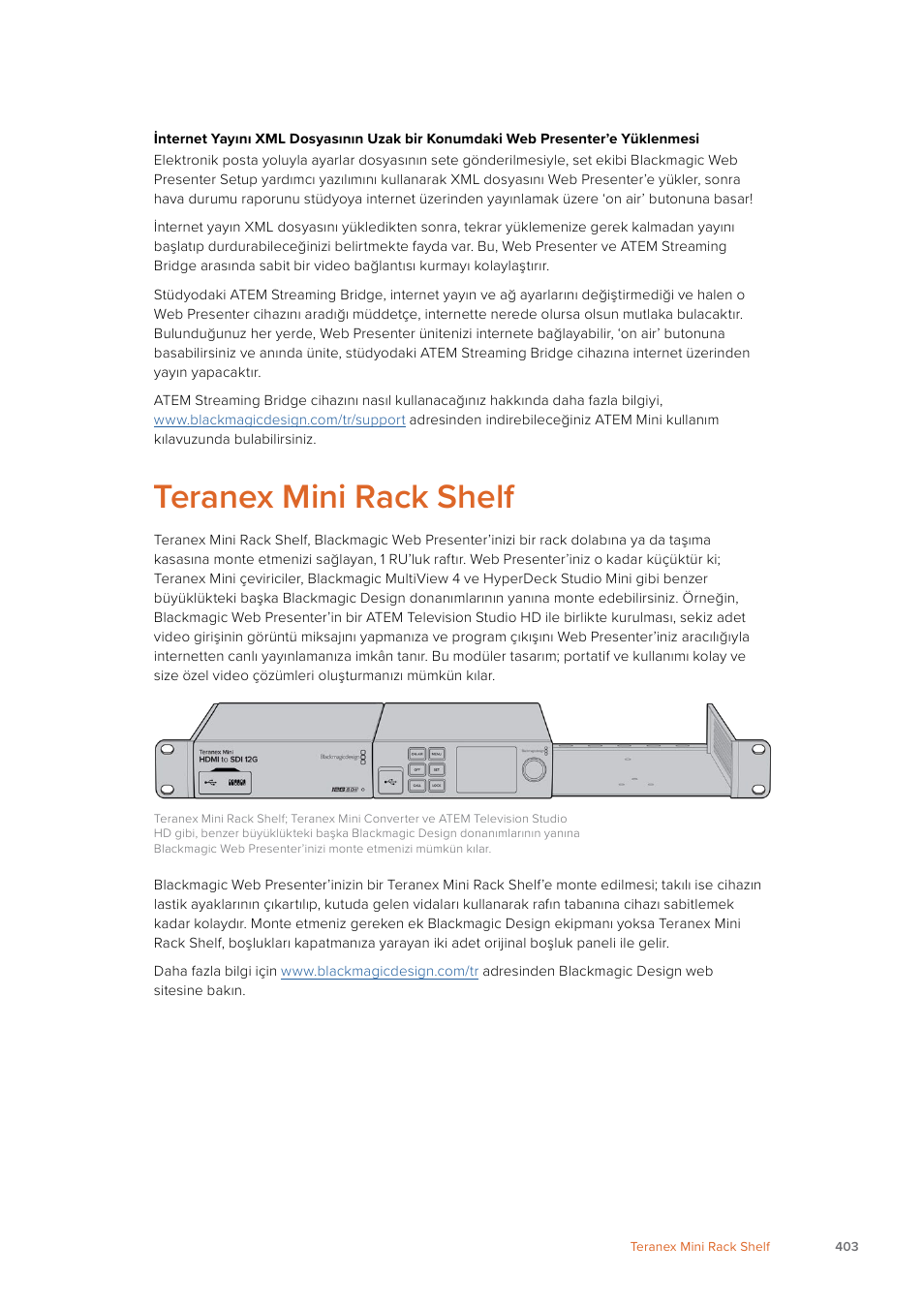 Teranex mini rack shelf | Blackmagic Design Web Presenter 4K User Manual | Page 403 / 419