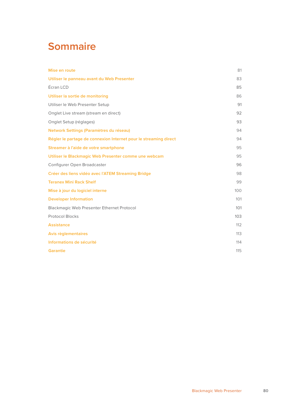 Sommaire | Blackmagic Design Web Presenter 4K User Manual | Page 80 / 419
