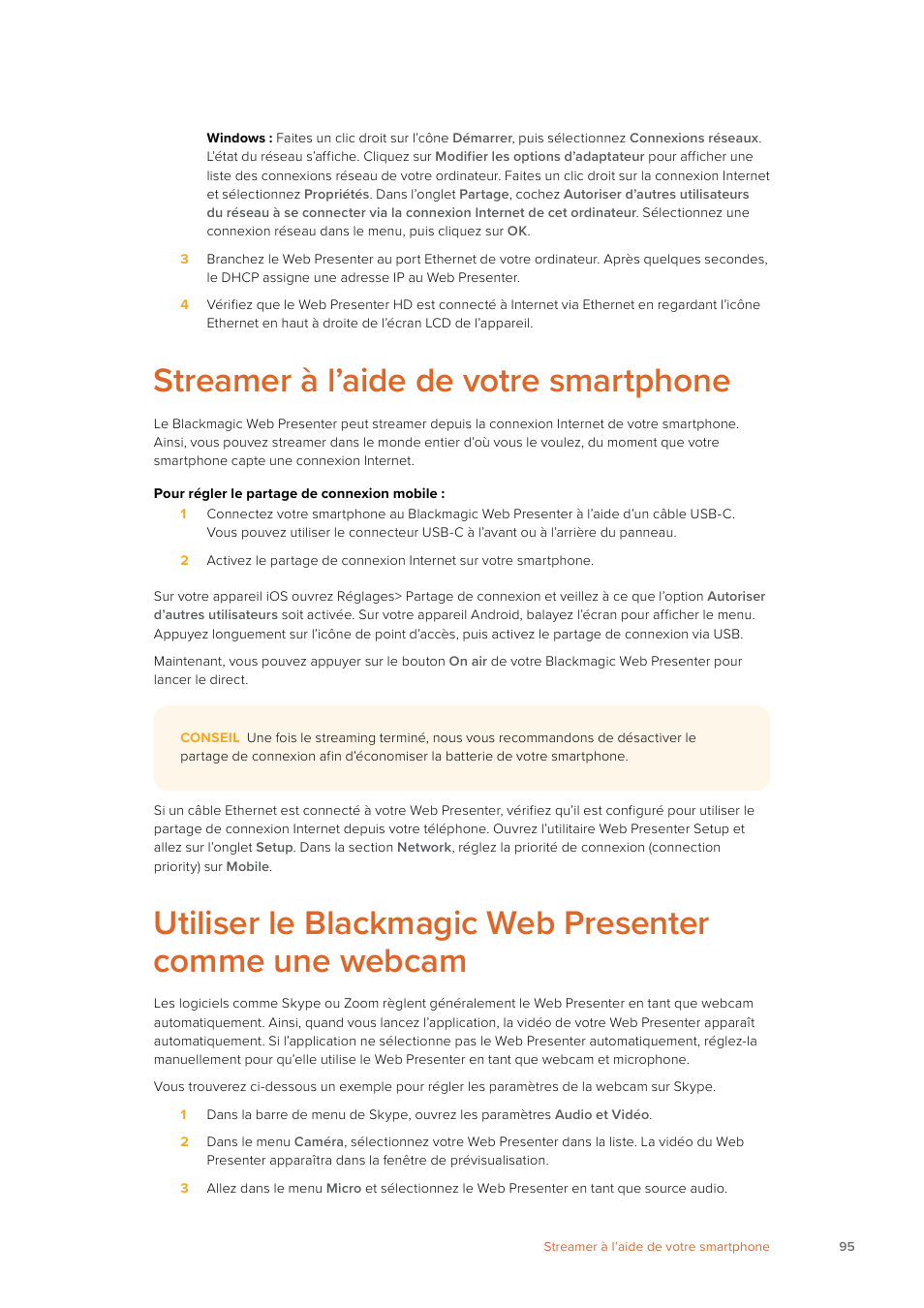 Streamer à l’aide de votre smartphone | Blackmagic Design Web Presenter 4K User Manual | Page 95 / 419