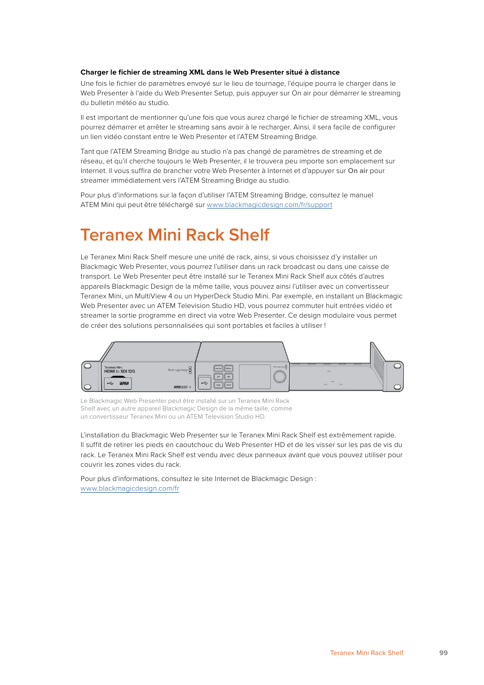 Teranex mini rack shelf | Blackmagic Design Web Presenter 4K User Manual | Page 99 / 419
