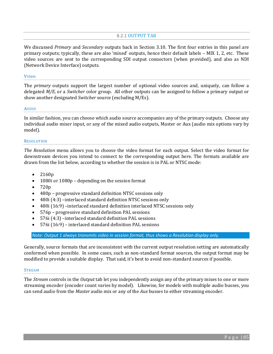 1 output tab | NewTek TriCaster TC1 (2 RU) User Manual | Page 101 / 350