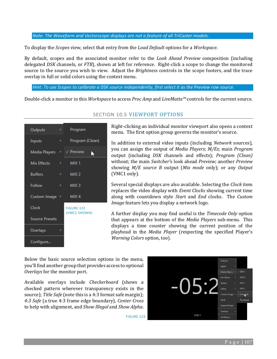 Section 10.5 viewport options | NewTek TriCaster TC1 (2 RU) User Manual | Page 123 / 350