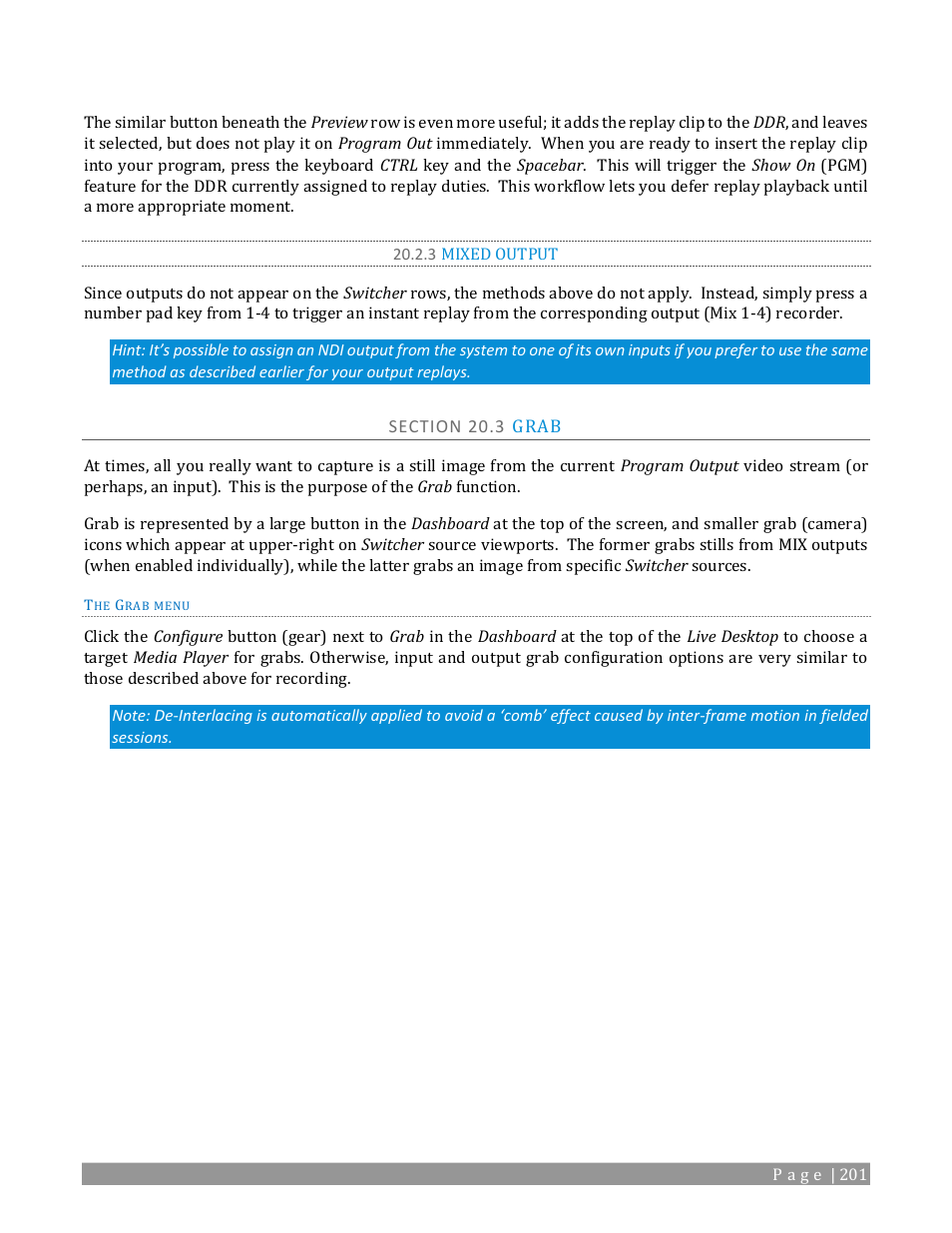 3 mixed output, Section 20.3 grab | NewTek TriCaster TC1 (2 RU) User Manual | Page 217 / 350