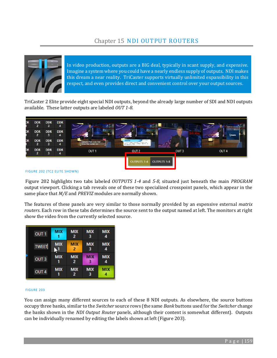 Chapter 15, Ndi output routers, Chapter 15 ndi output routers | NewTek TriCaster 2 Elite (3 RU) User Manual | Page 177 / 318