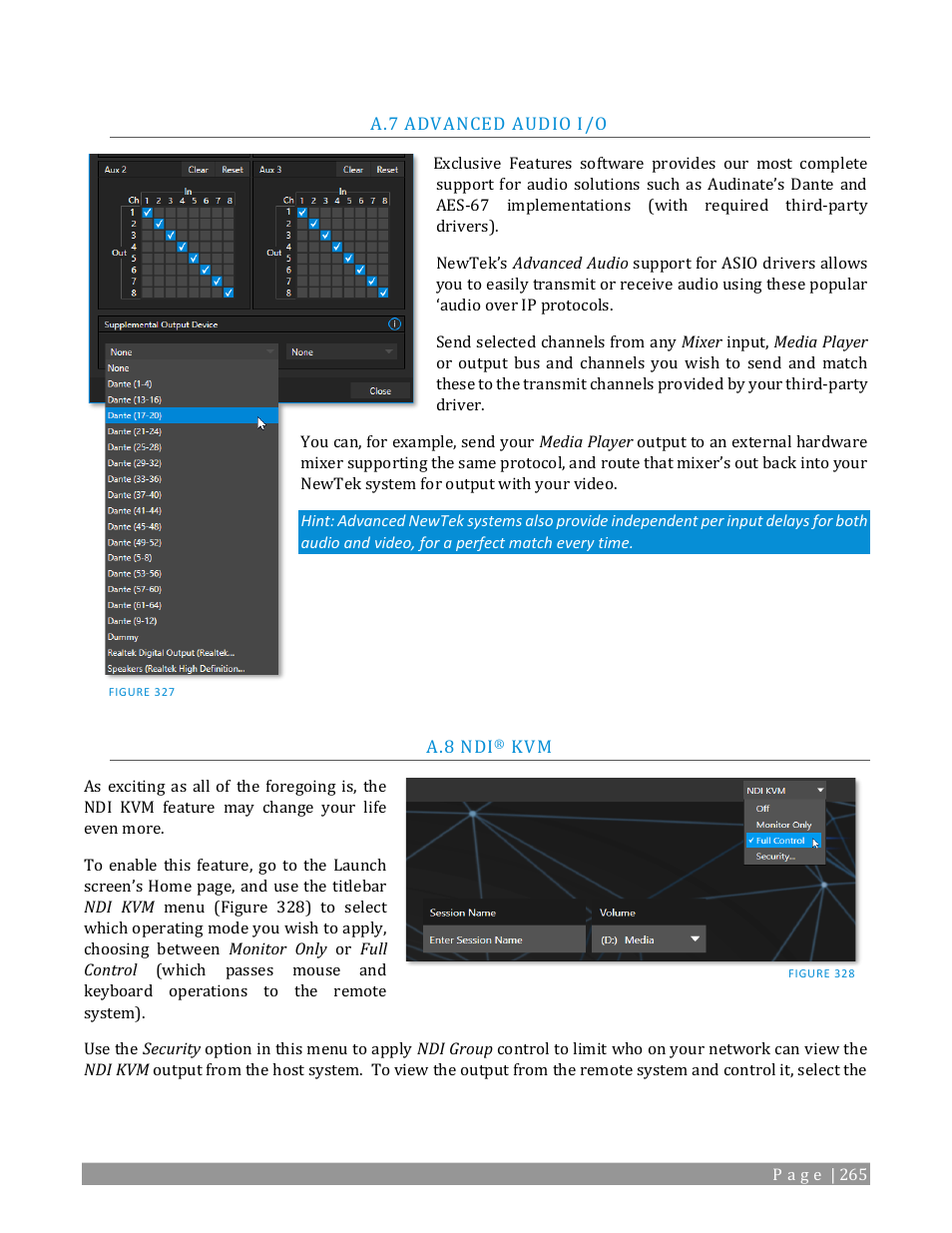 Advanced audio i/o | NewTek TriCaster 2 Elite (3 RU) User Manual | Page 283 / 318