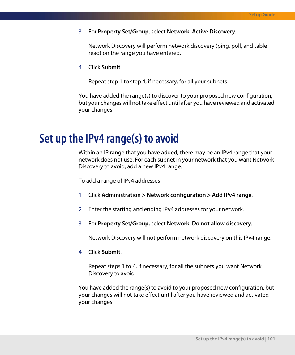 Set up the ipv4 range(s) to avoid | Dell DPND-523-EN12 User Manual | Page 101 / 170