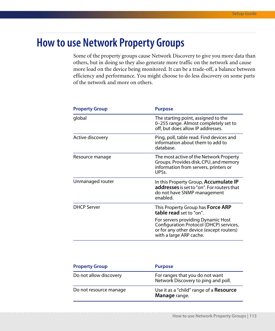 How to use network property groups | Dell DPND-523-EN12 User Manual | Page 113 / 170