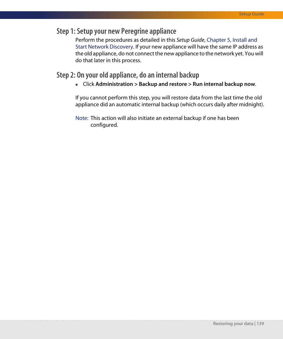 Step 1: setup your new peregrine appliance | Dell DPND-523-EN12 User Manual | Page 139 / 170