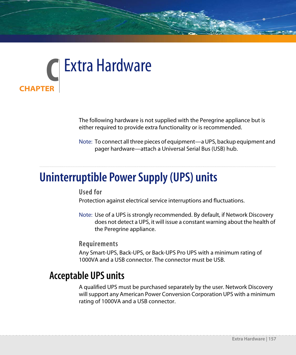 Extra hardware, Uninterruptible power supply (ups) units, Acceptable ups units | Appendix c, Ents, see, Appendix c, extra hardware | Dell DPND-523-EN12 User Manual | Page 157 / 170