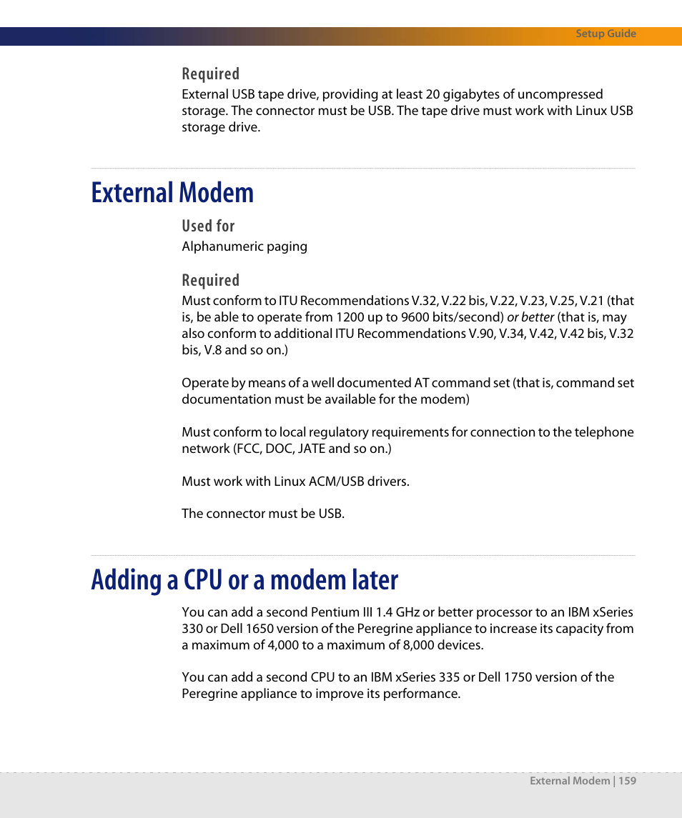 External modem, Adding a cpu or a modem later | Dell DPND-523-EN12 User Manual | Page 159 / 170