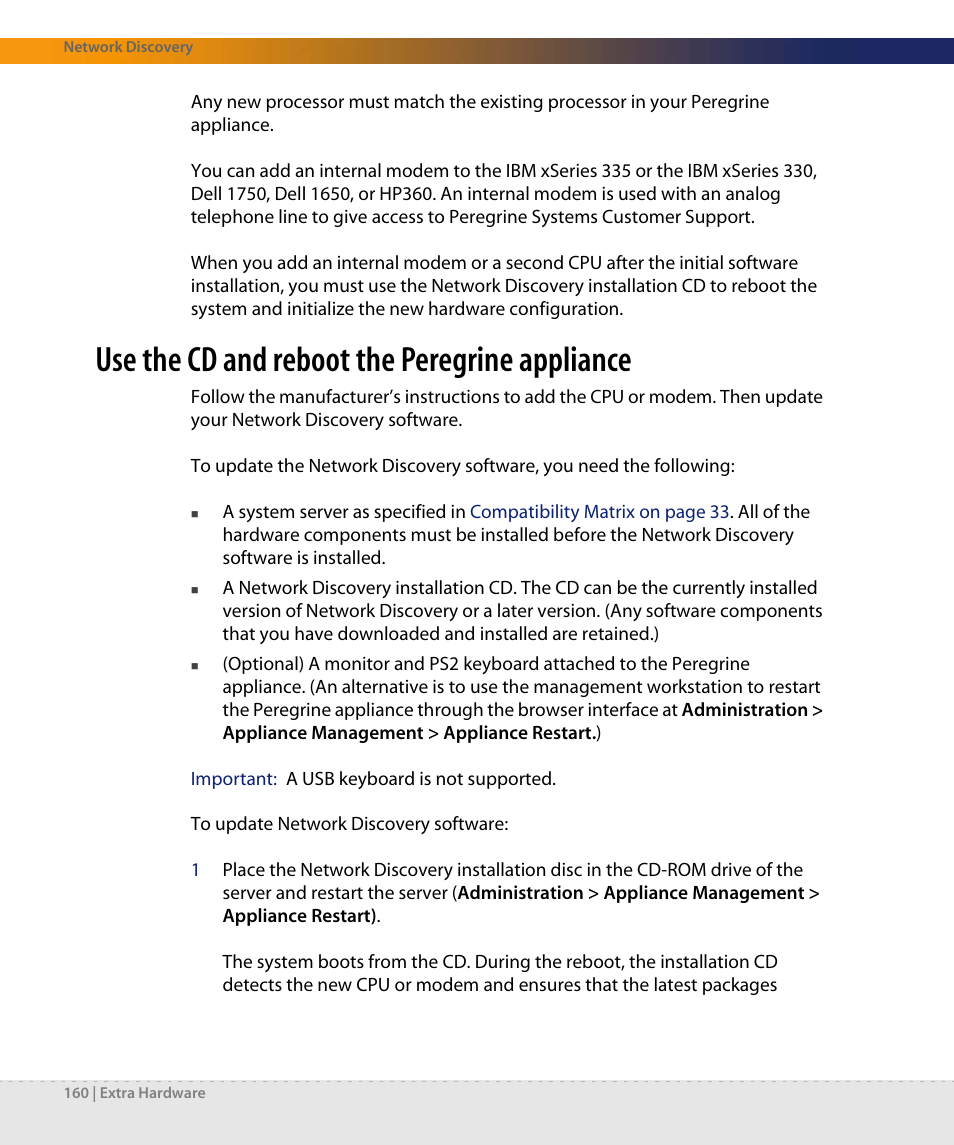 Use the cd and reboot the peregrine appliance | Dell DPND-523-EN12 User Manual | Page 160 / 170