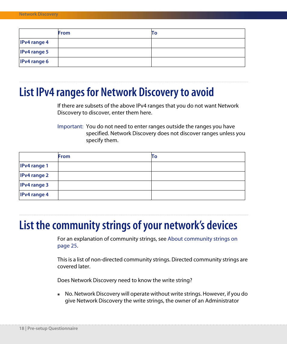 List ipv4 ranges for network discovery to avoid | Dell DPND-523-EN12 User Manual | Page 18 / 170